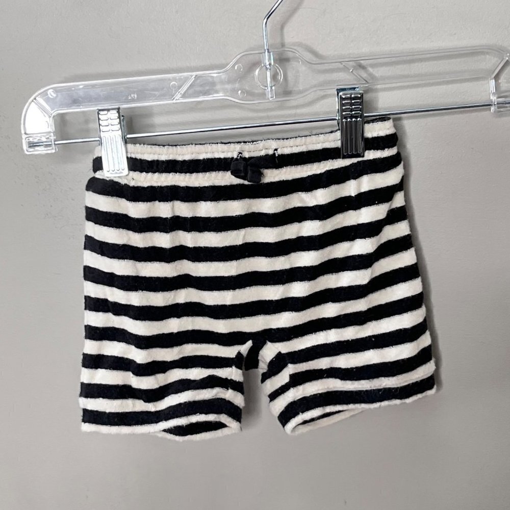 Tea Collection Blue and White Striped Terry Shorts- Size 12-18m